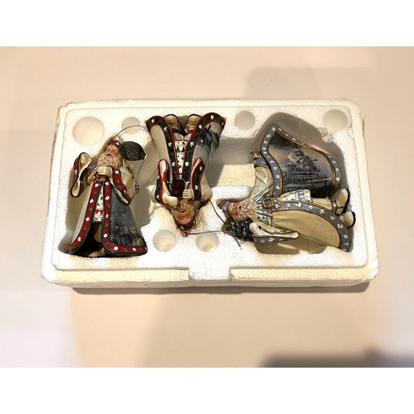Thomas Kinkade Old World Santa Ornaments Old World Santa Figurine  SET OF 3 VTG - Picture 1 of 13